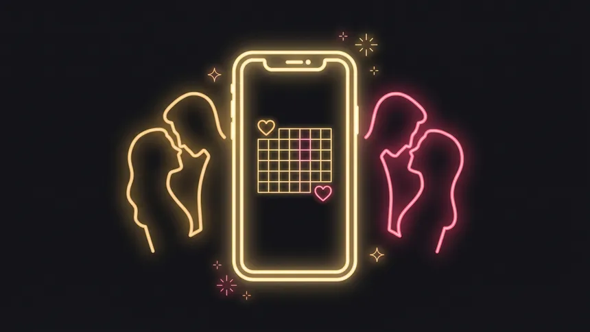Paar spielt ein Sexspiel zu zweit im Handy-Browser, ohne Download
